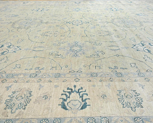 12x15 Zeigler Muted Gray Afghan Hand Knotted Wool Area Rug